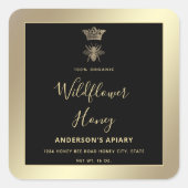 Sticker Carré Honey jar script moderne queen bee (Devant)