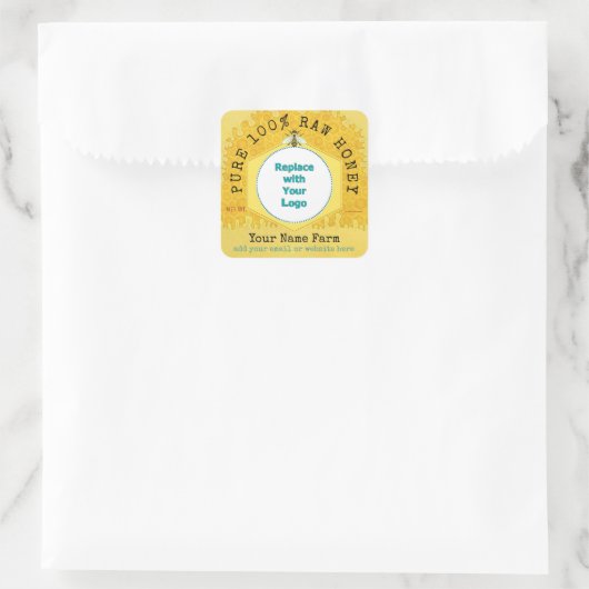 Sticker Carré Honeybee Honey Jar Apiary logo | Honeypeb Bee (Sac)