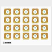 Sticker Carré Honeybee Honey Jar Apiary logo | Honeypeb Bee V2 (Feuille)