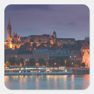 Sticker Carré HONGRIE, Budapest : colline du château, église cal