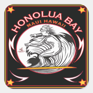 STICKER CARRÉ HONOLUA BAY MAUI HAWAII SURF