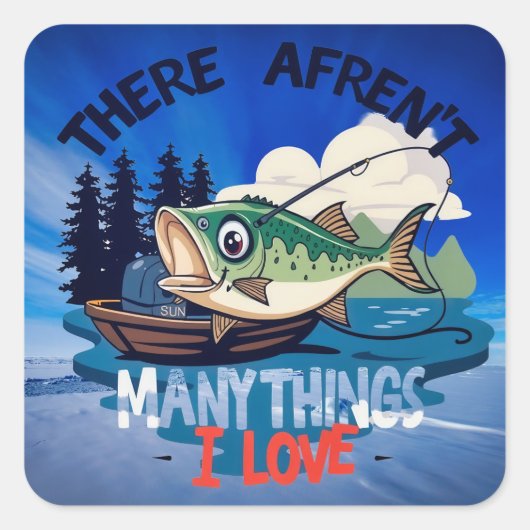 Sticker Carré Hooked on Fishing : A Love for Great Outdoors (Devant)
