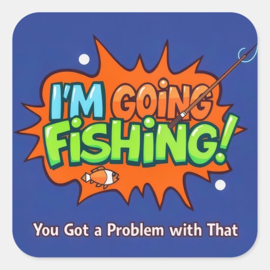 Sticker Carré Hooked on Fun : The Ultimate Fishing Adventure! (Devant)