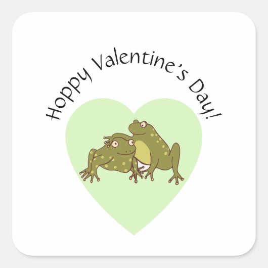 Sticker Carré Hoppy Valentines Day Funny Cute Frogs In Love (Devant)