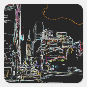 Sticker Carré Horizon coloré à Manhattan