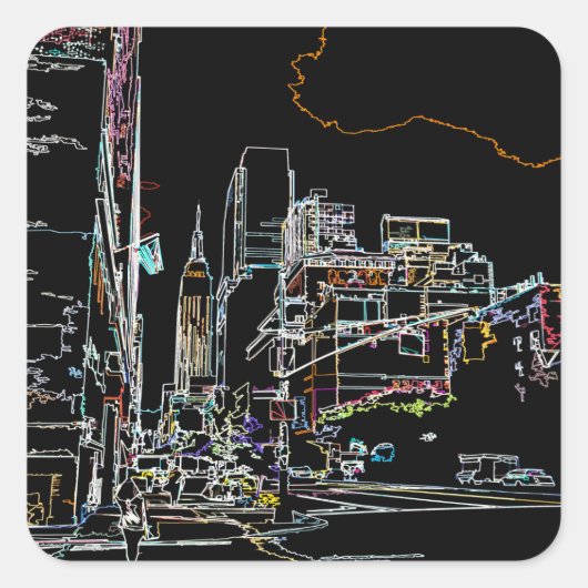 Sticker Carré Horizon coloré à Manhattan (Devant)