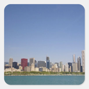 Sticker Carré Horizon de Chicago, Illinois, États-Unis.