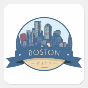 Sticker Carré Horizon de la ville de Boston, horizon de Boston m