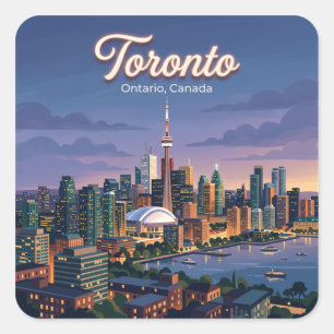 Sticker Carré horizon urbain du centre-ville de Toronto Canada