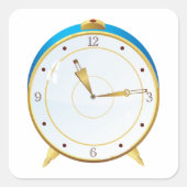 Sticker Carré Horloge rétro d'alarme or avec réglage bleu (Devant)