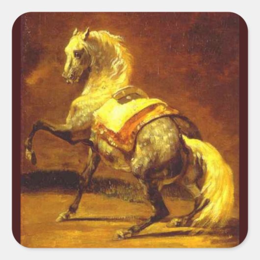 Sticker Carré HORSE GRIS, Brown Jaune Or (Devant)