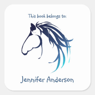 Sticker Carré Horse Head Classic Logo Moderne Personnalisé Bookp