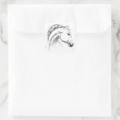 Sticker Carré Horse portrait drawing equestrian art (Sac)