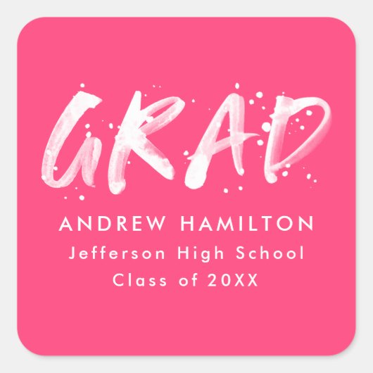 Sticker Carré Hot Pink | Graduation de peinture moderne (Devant)