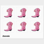 Sticker Carré Hot rose Cowgirl Boot Howdy (Feuille)