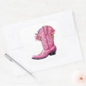 Sticker Carré Hot rose Cowgirl Boot Howdy (Enveloppe)