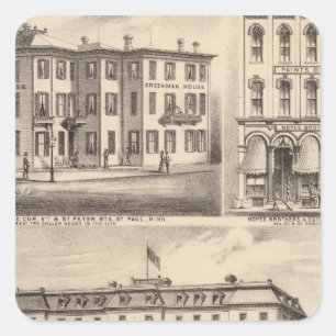 Sticker Carré Hôtel Park Place, Greenman House, Minnesota