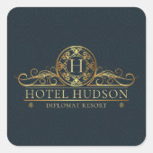 Sticker Carré Hôtel personnalisé Business Luxe (Devant)