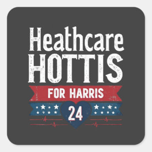 Sticker Carré Hôtes De Soins De Santé Pour Harris 24 Kamala Walz