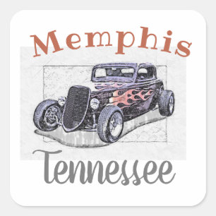 Sticker Carré Hotrod Vintage "Memphis Tennessee"