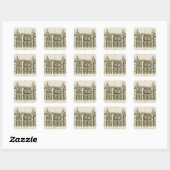 Sticker Carré Houghton Hall : section transversale du Hall et du (Feuille)