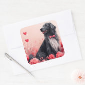 Sticker Carré Hound afghan avec Roses - Saint Valentin (Enveloppe)