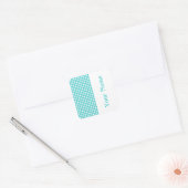 Sticker Carré Houndstooth moderne turquoise avec nom (Enveloppe)