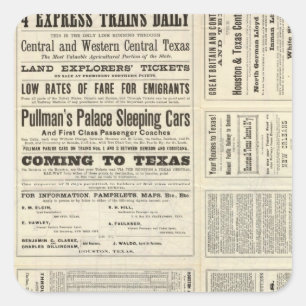 Sticker Carré Houston et Texas Central Railway à travers le Texa