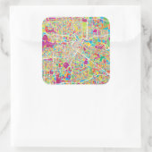 Sticker Carré Houston, Texas | Carte Neon (Sac)