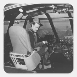 Sticker Carré Howard Hughes dans l'avion en bois d'oie