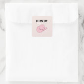 Sticker Carré Howdy Pink Cowboy Casquette (Sac)