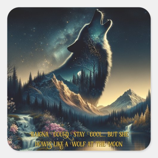Sticker Carré Howling Wolf (Devant)