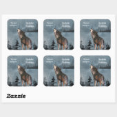 Sticker Carré Howling Wolf Animal Nature art Custom Boite (Feuille)