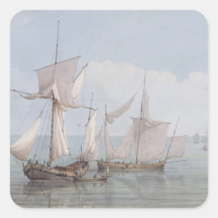 Sticker Carré Hoy and a Lugger with other shipping on a Calm S