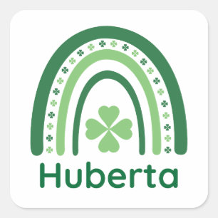 Sticker Carré Huberta Nom Clover Boho Arc-en-ciel