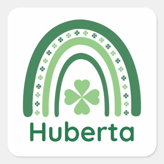 Sticker Carré Huberta Nom Clover Boho Rainbow (Devant)
