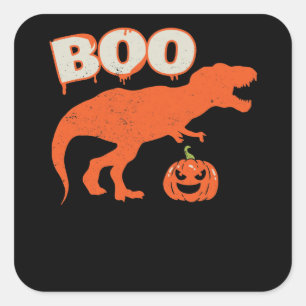 Sticker Carré Huez le citrouille Halloween drôle de dinosaure de