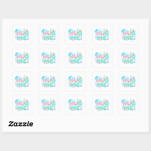 Sticker Carré Hug Me Glossy Pastel Ocean Text (Feuille)