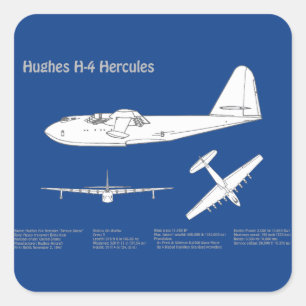 Sticker Carré Hughes H-4 Hercules Oie d'épinette - Plans d'avion