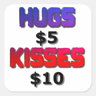 Sticker Carré Hugs Cinq Dollars Baisers Dix Dollars