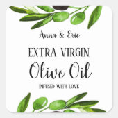 Sticker Carré Huile d'olive extra vierge Élégant Mariage moderne (Devant)