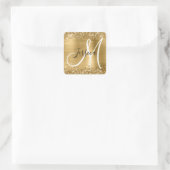 Sticker Carré Huile d'or Glitter Monogramme noir et blanc (Sac)