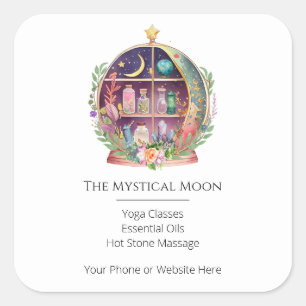 Sticker Carré Huiles Magiques Essentielles Apothécaire Yoga Crys