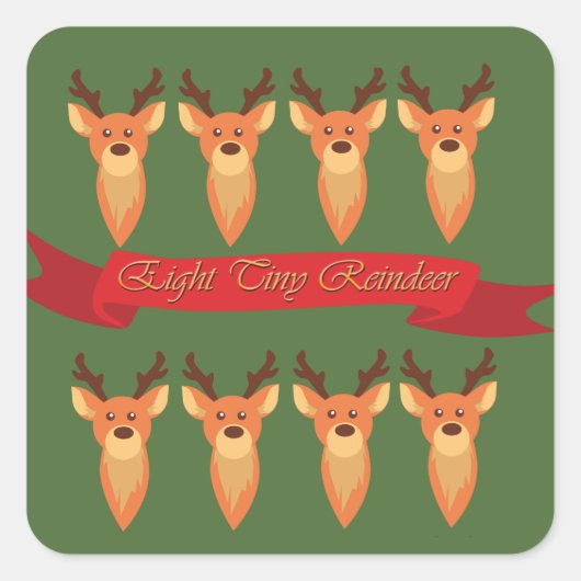 Sticker Carré Huit minuscules rennes (Devant)