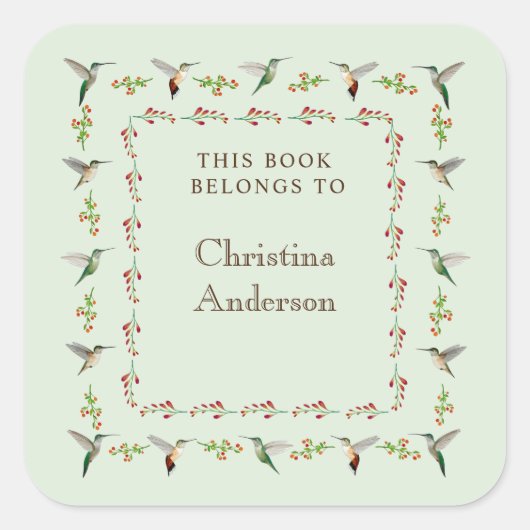 Sticker Carré  Hummingbird Bookplate (Devant)