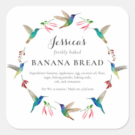 Sticker Carré Hummingbird Product Label (Devant)