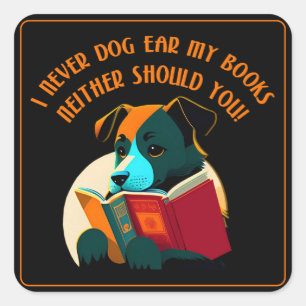 Sticker Carré Humour de l'oreille de chien chiot