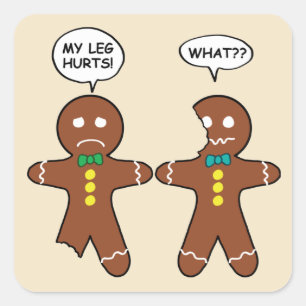 Sticker Carré Humour de Noël Gingerbread Cookie