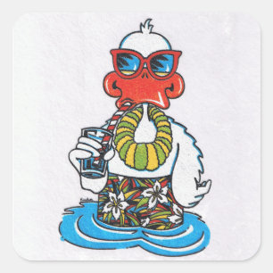 Sticker Carré Humour de vacances/Bon voyage'
