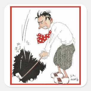 Sticker Carré Humour vintage sur le golf, golfeur drôle et ridic